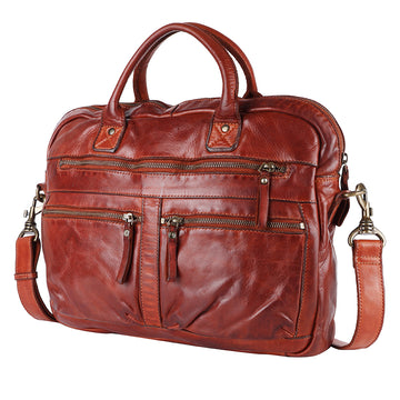 Spaghetti Western Swc409Cg Briefcase Vintage Handmade Drum Dyed Genuine European Cowhide Leather Women Bag Western Handbag Purse